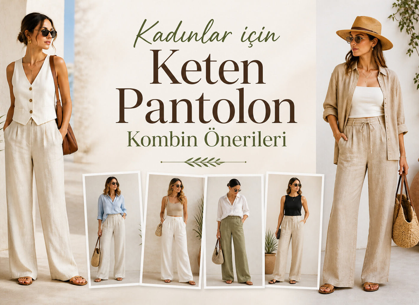 Kadınlar için Keten Pantolon Kombin Önerileri