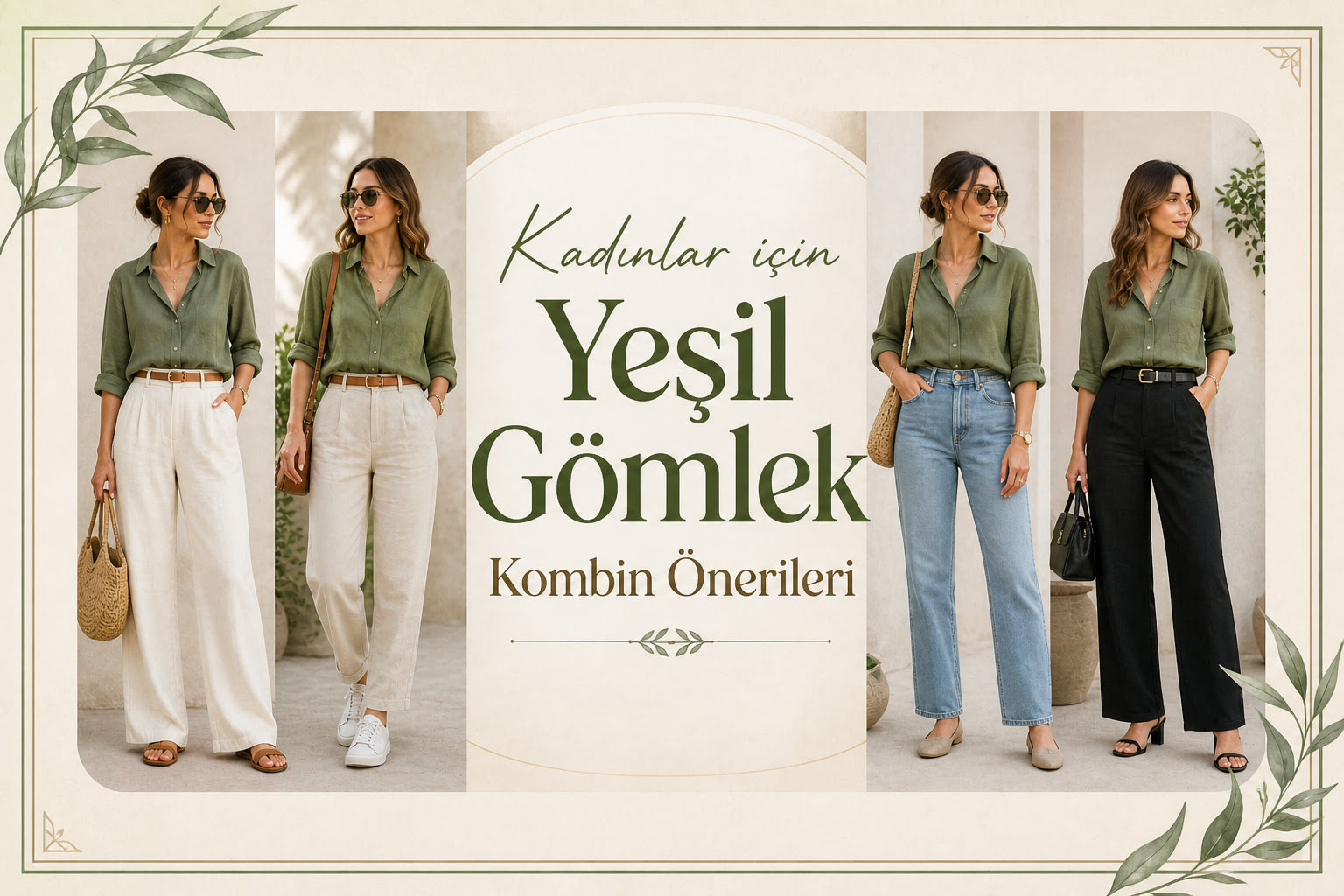 Kadınlar için Yeşil Gömlek Kombin Önerileri