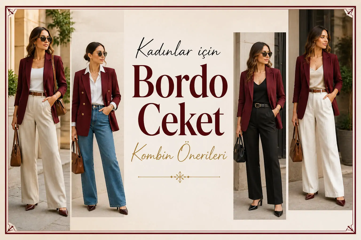 Kadınlar için Bordo Ceket Kombin Önerileri