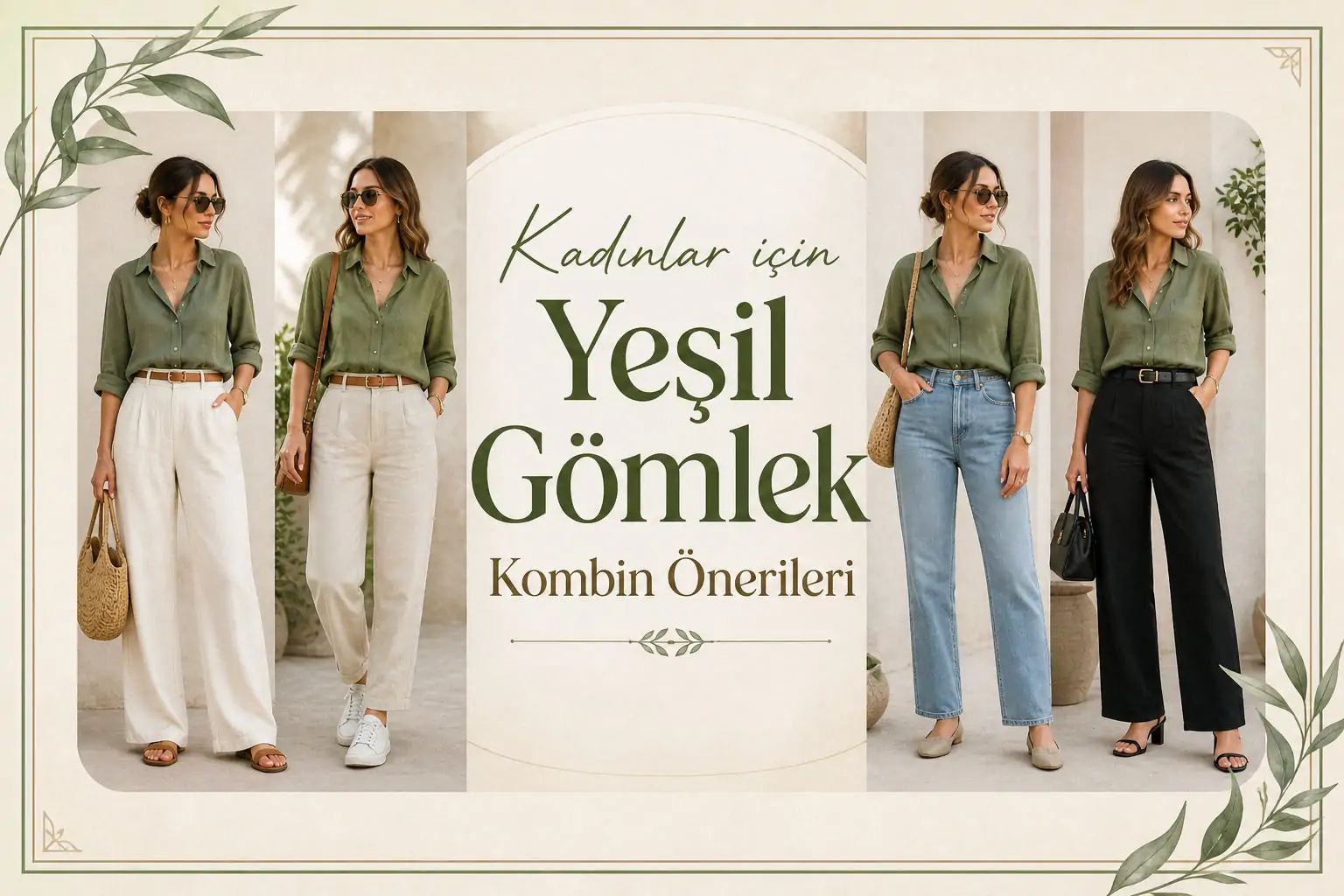 Kadınlar için Yeşil Gömlek Kombin Önerileri